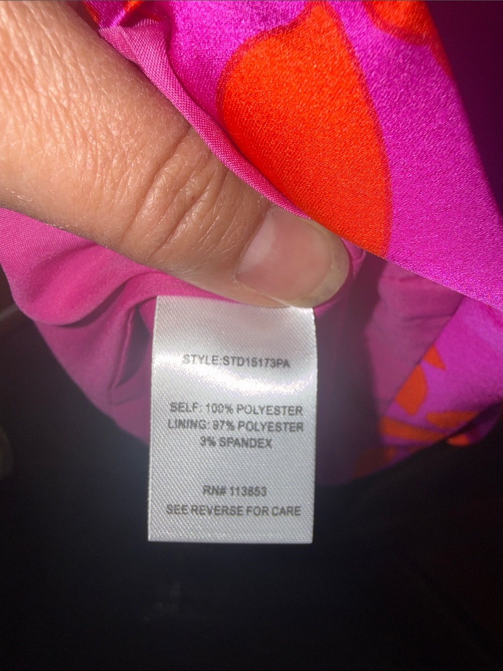 Sugarlips Vallie One-Shoulder Vacation Pink and Orange Floral Satin Shift Dress - Picture 9 of 10